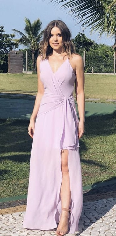 Aluguel - Vestido Lilás Longo Fenda