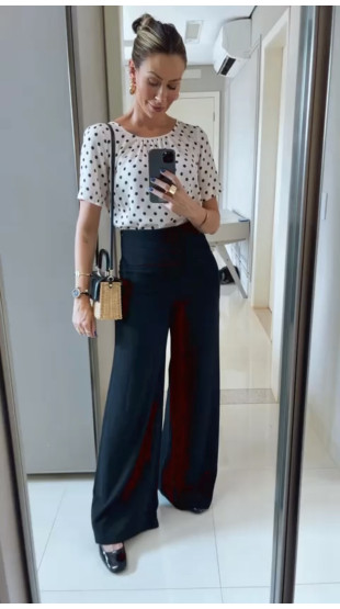 Calça Pantalona Lety Preta 