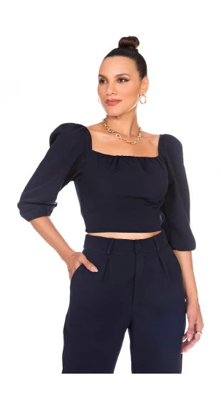 Cropped Ana Azul Marinho