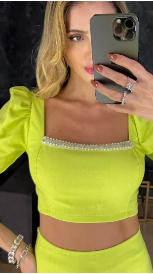 Cropped Linho Cecília Verde