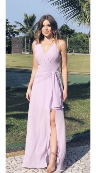 Aluguel - Vestido Lilás Longo Fenda