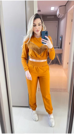Calça Moletom Mia Caramelo